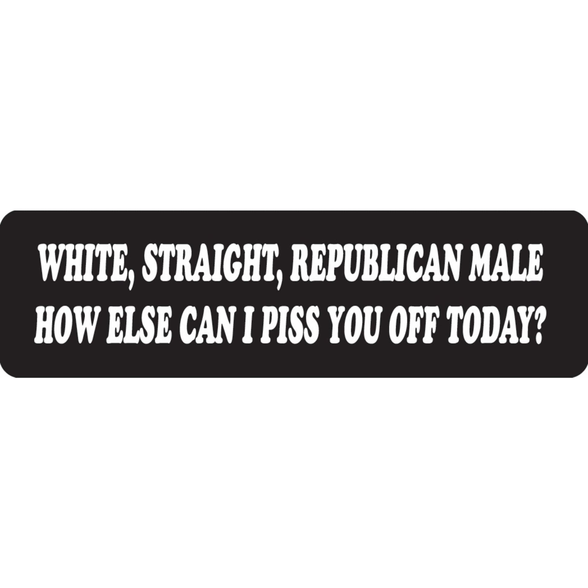 White straight republican male how else can I piss you off today vinyl motorcycle helmet sticker - political biker decal