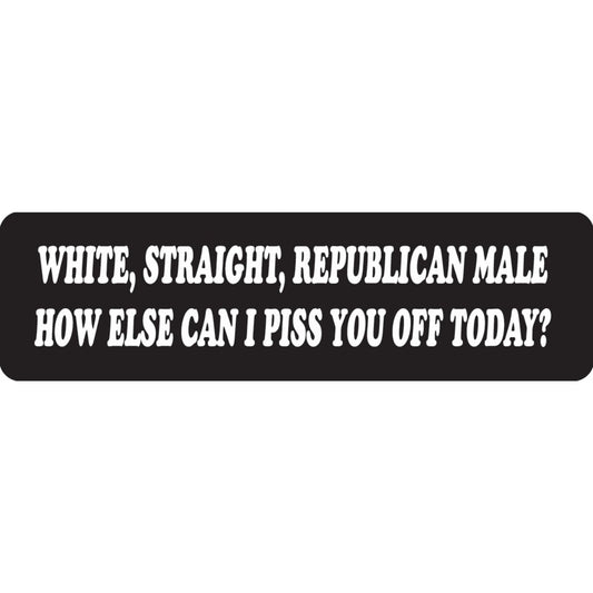 White straight republican male how else can I piss you off today vinyl motorcycle helmet sticker - political biker decal