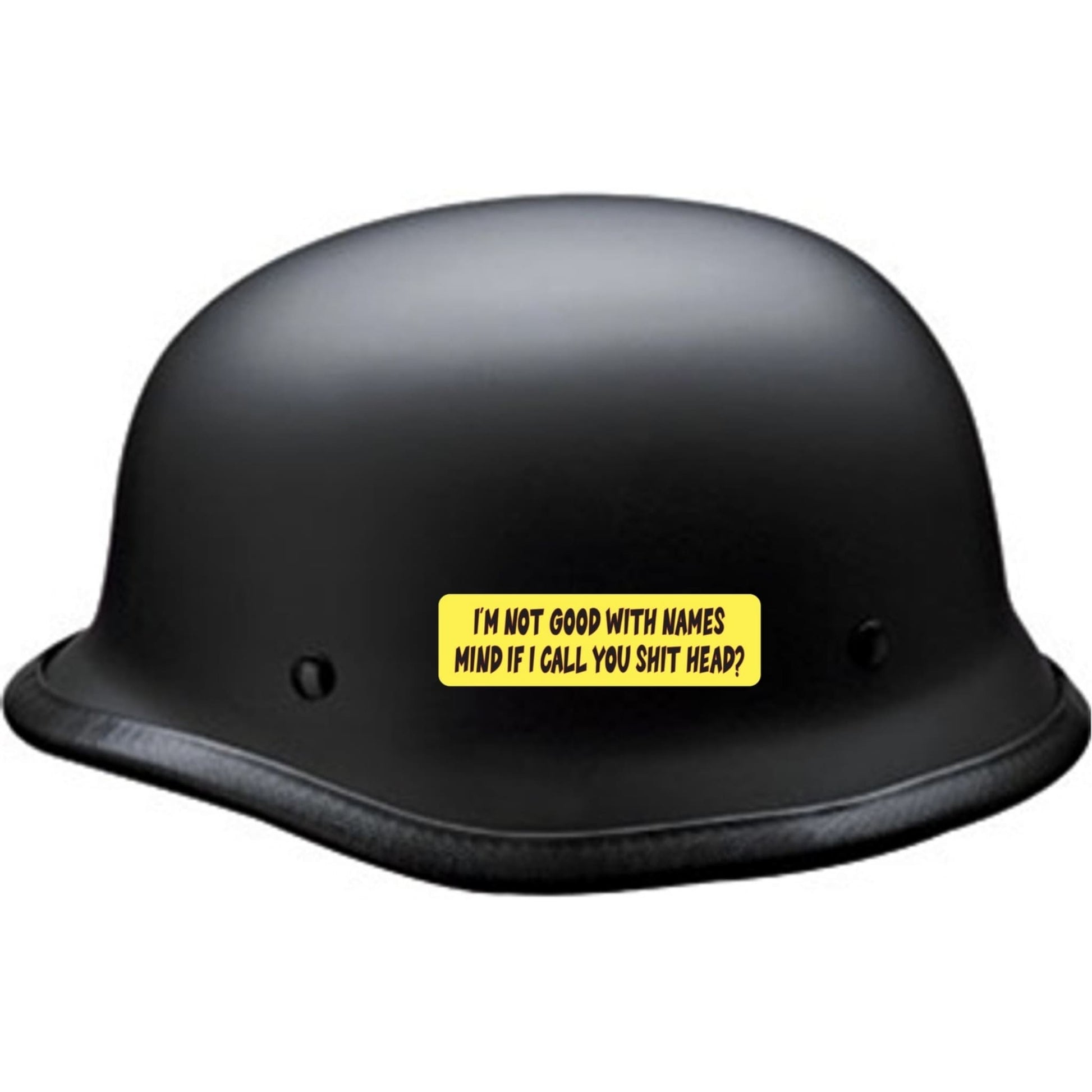 I'm not good with names mind if I call you shithead vinyl motorcycle helmet sticker on a helmet - funny biker decal