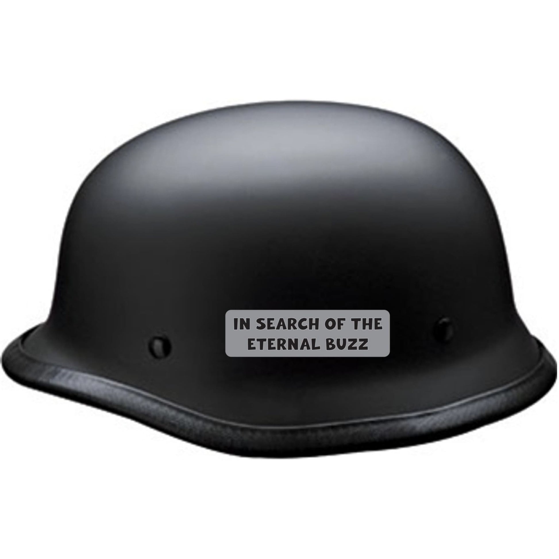 In search of the eternal buzz vinyl motorcycle helmet sticker on a helmet - funny biker decal