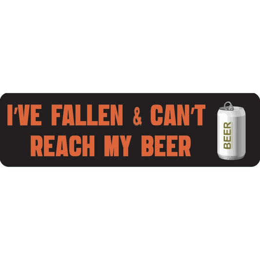 I've fallen and can't reach my beer vinyl motorcycle helmet sticker - funny biker decal