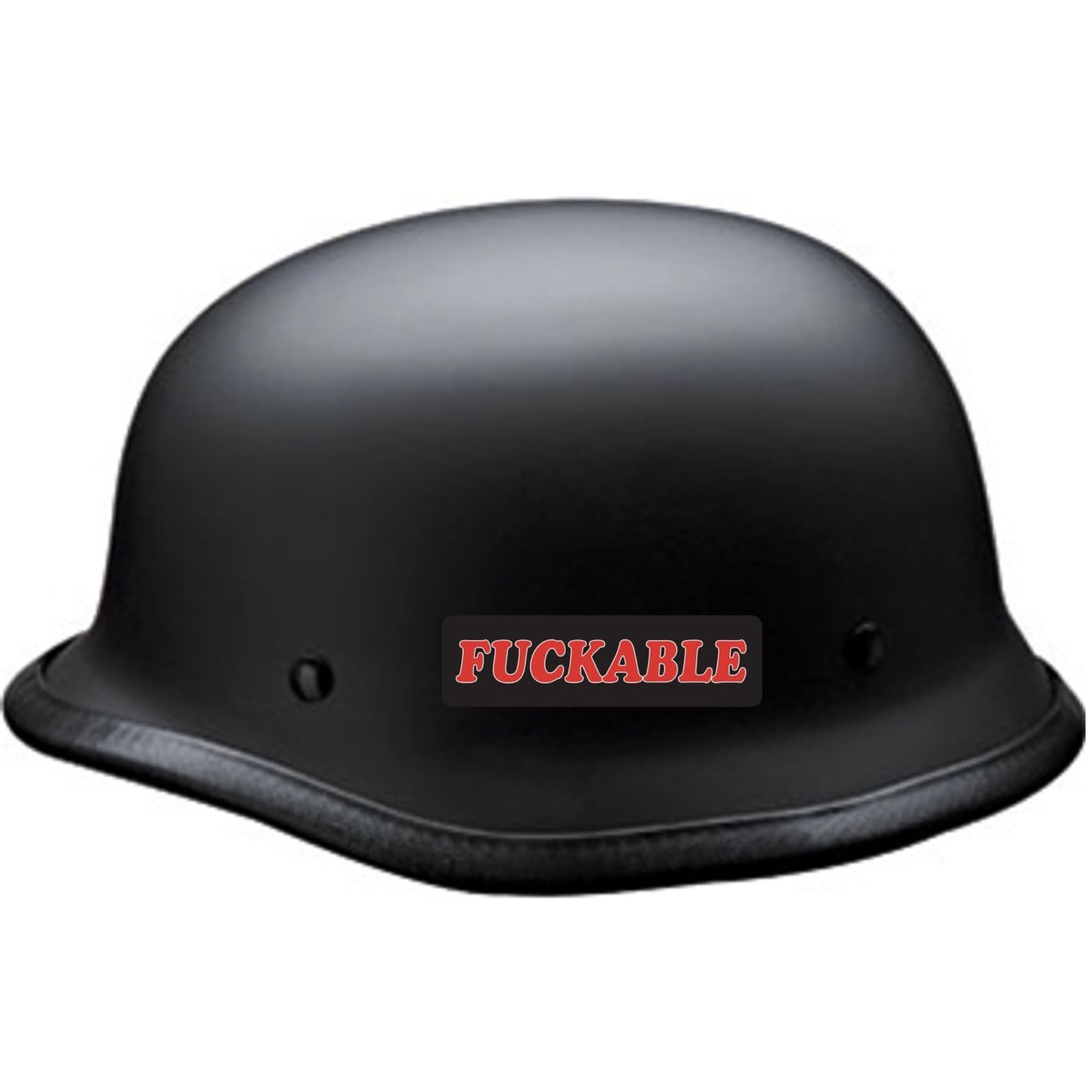 Fuckable vinyl motorcycle helmet sticker on a helmet - bold biker decal