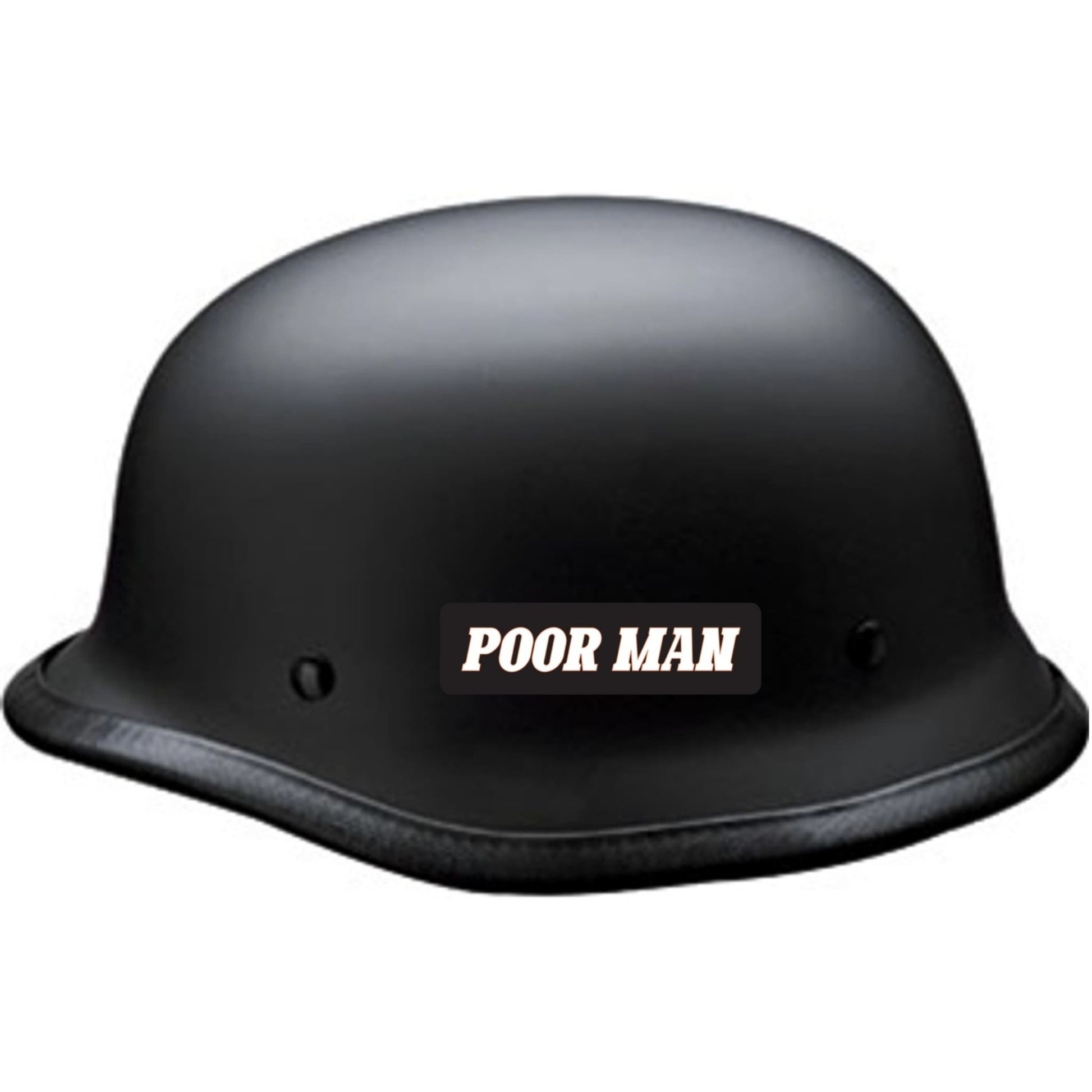 Poor man vinyl motorcycle helmet sticker on a helmet - biker decal