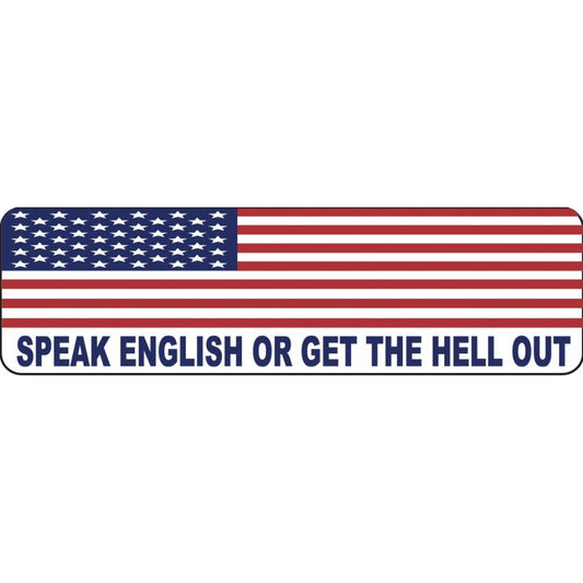 American flag speak English or get the hell out vinyl motorcycle helmet sticker - patriotic biker decal