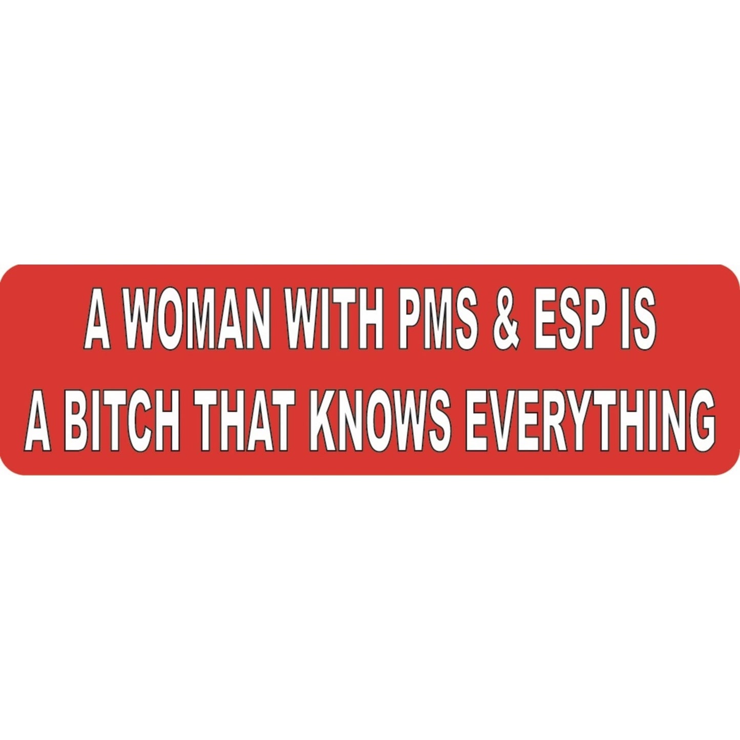A woman with PMS and ESP is a bitch that knows everything vinyl motorcycle helmet sticker - funny biker decal