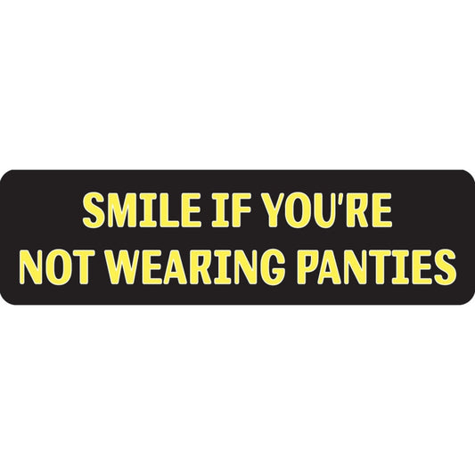 Smile if you're not wearing panties vinyl motorcycle helmet sticker - funny biker decal