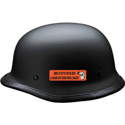 Honk if you've never seen a loaded gun fired from a Harley vinyl motorcycle helmet sticker on a helmet - funny biker decal