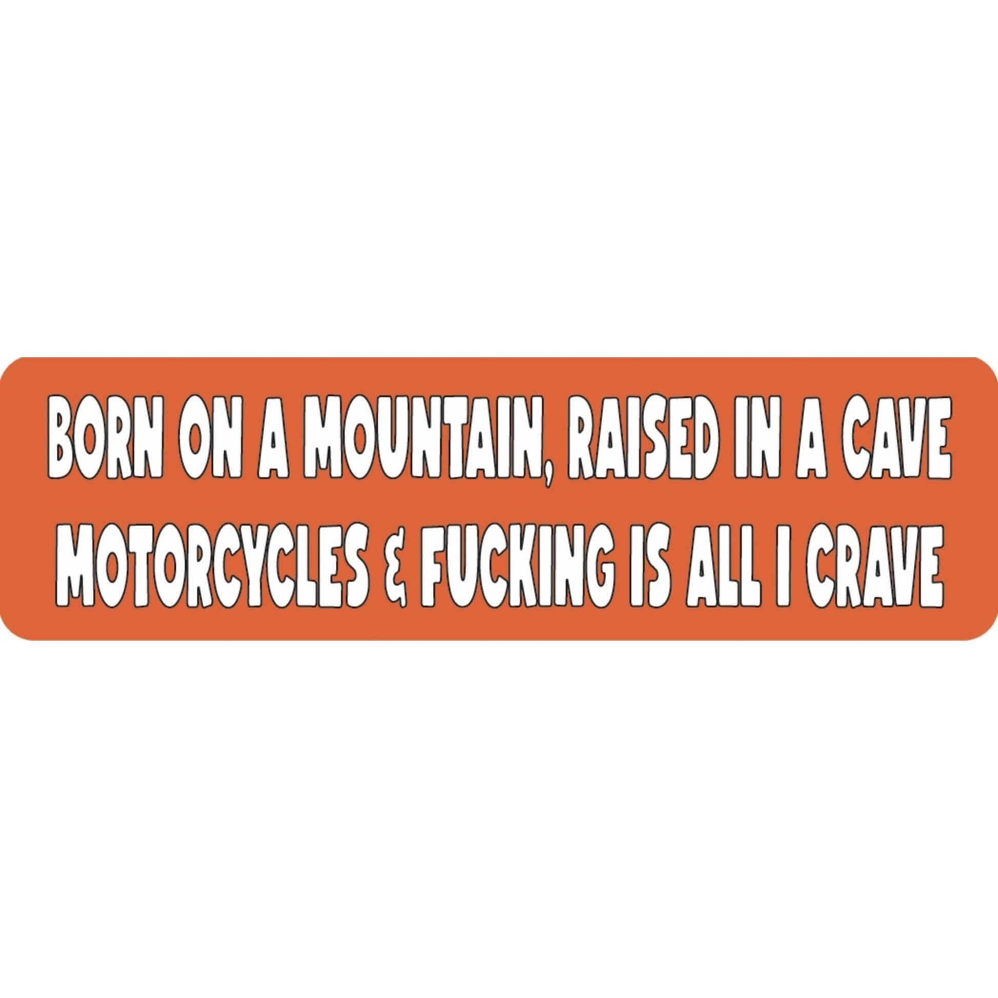 Born on a mountain raised in a cave motorcycles and fucking is all I crave vinyl motorcycle helmet sticker - funny biker decal
