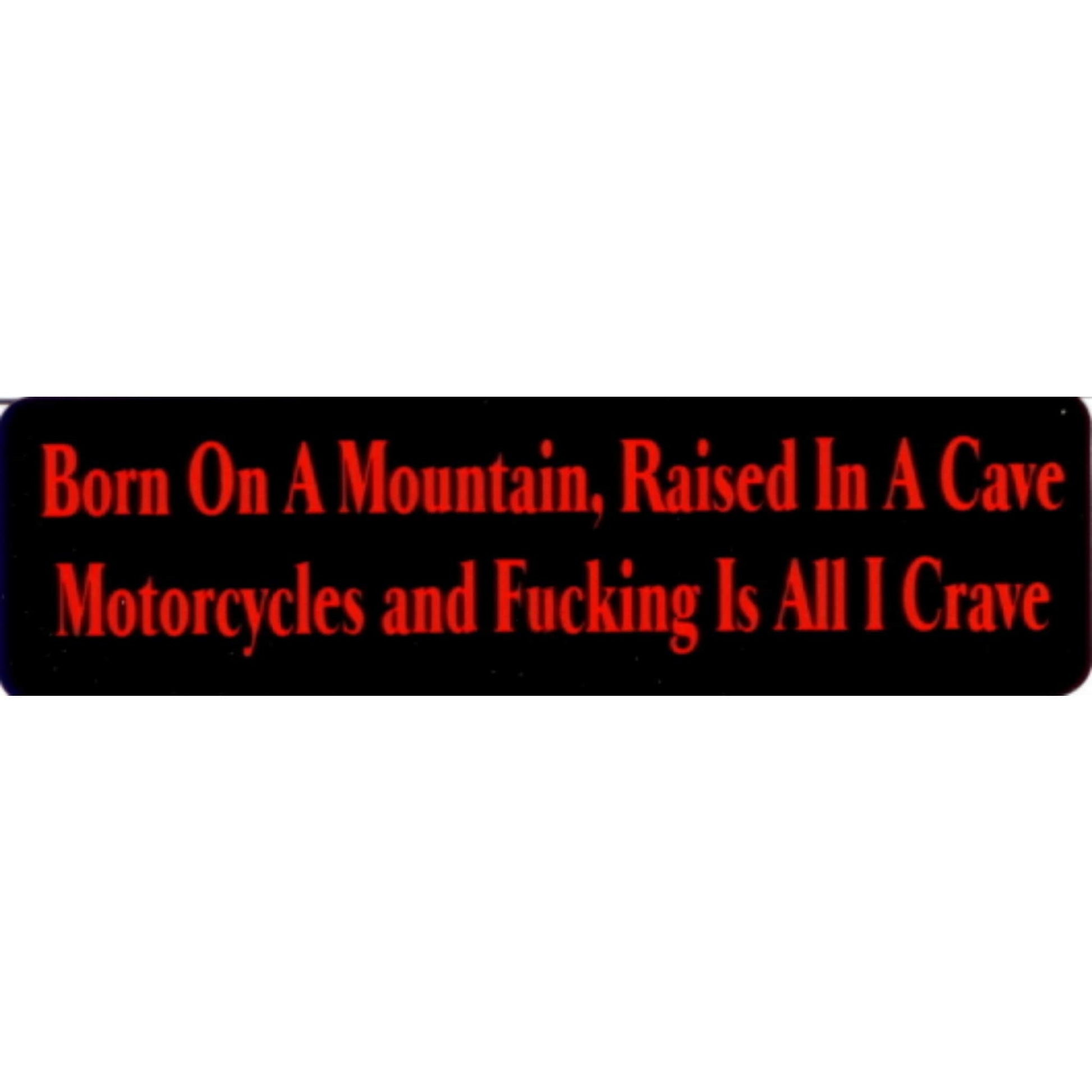 Born on a mountain raised in a cave motorcycles and fucking is all I crave vinyl motorcycle helmet stickers - funny biker decal