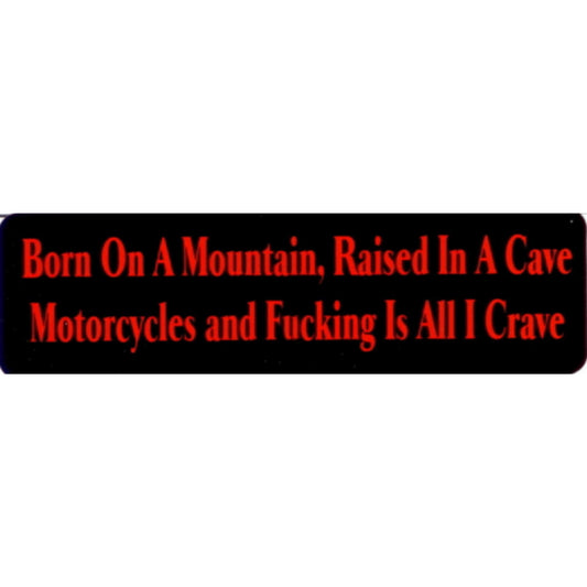 Born on a mountain raised in a cave motorcycles and fucking is all I crave vinyl motorcycle helmet stickers - funny biker decal