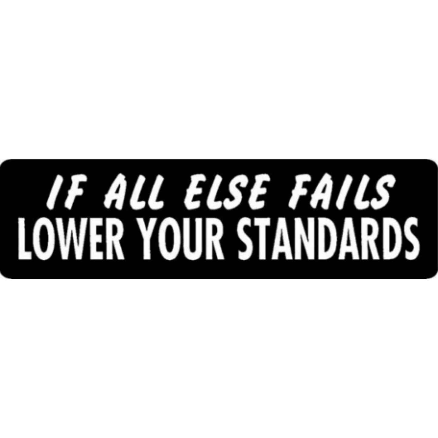 If all else fails lower your standards vinyl motorcycle helmet stickers - funny biker decal