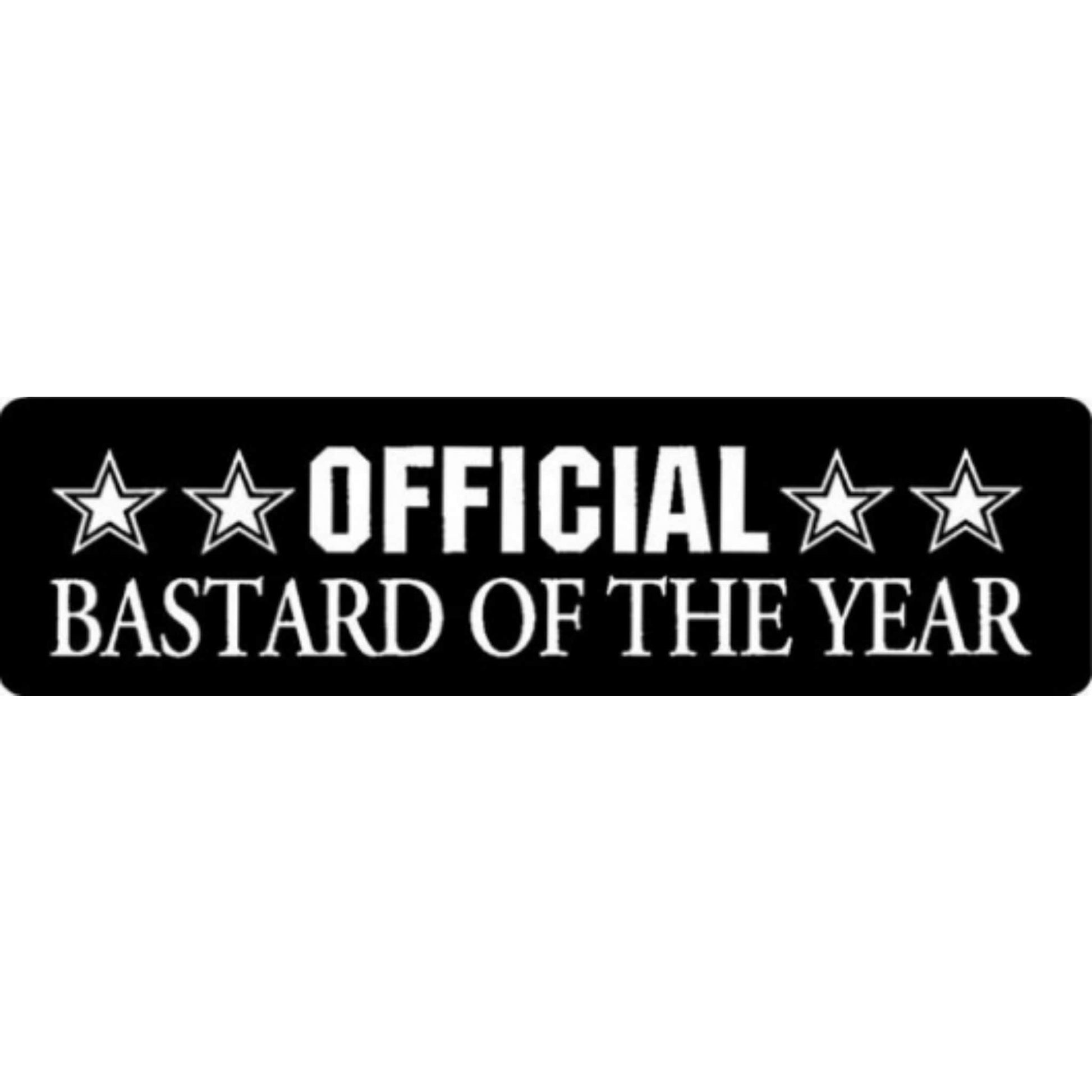 Official bastard of the year vinyl motorcycle helmet stickers - funny biker decal