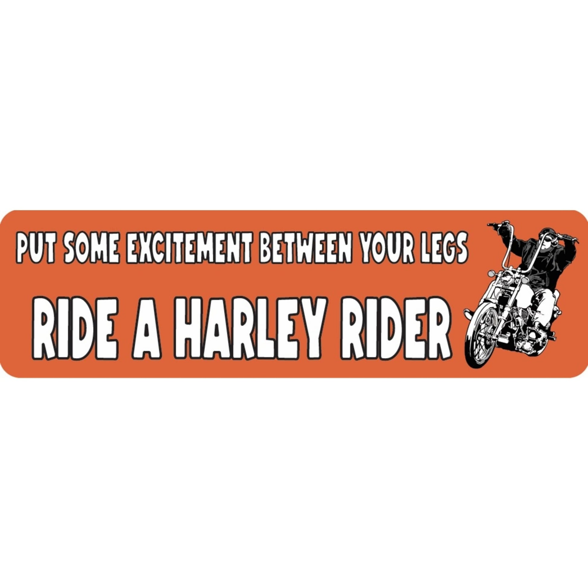 Put some excitement between your legs ride a Harley rider vinyl motorcycle helmet sticker - Harley biker decal