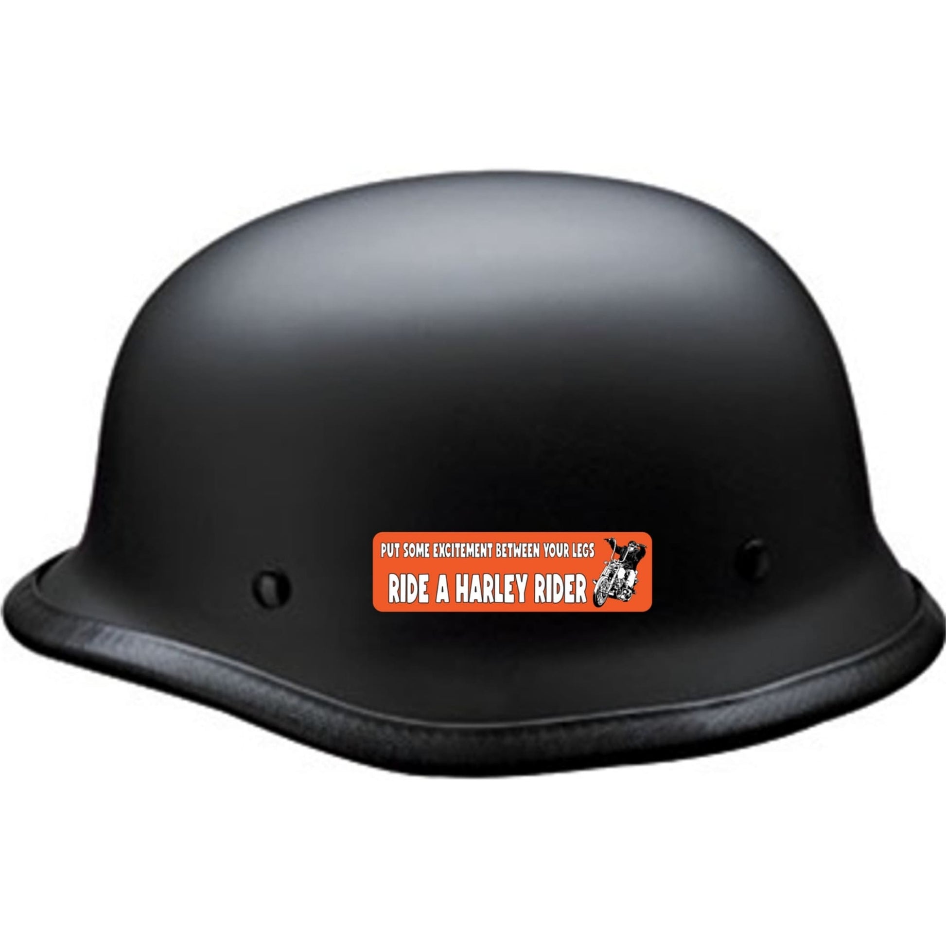 Put some excitement between your legs ride a Harley rider vinyl motorcycle helmet sticker on a helmet - Harley biker decal