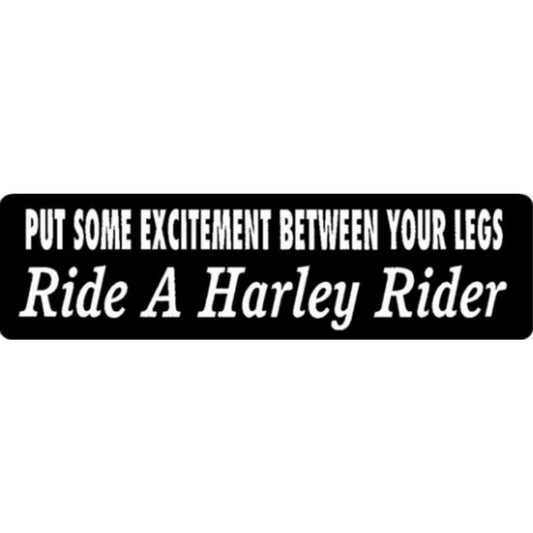 Put some excitement between your legs ride a Harley rider vinyl motorcycle helmet stickers - Harley biker decal