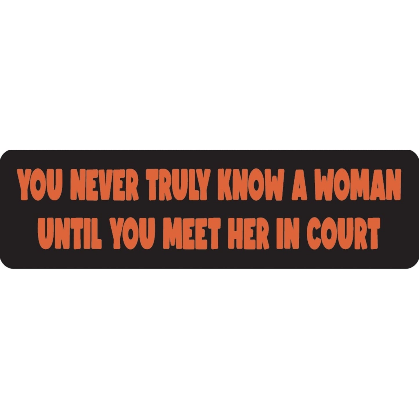 You never truly know a woman until you meet her in court vinyl motorcycle helmet sticker - funny biker decal