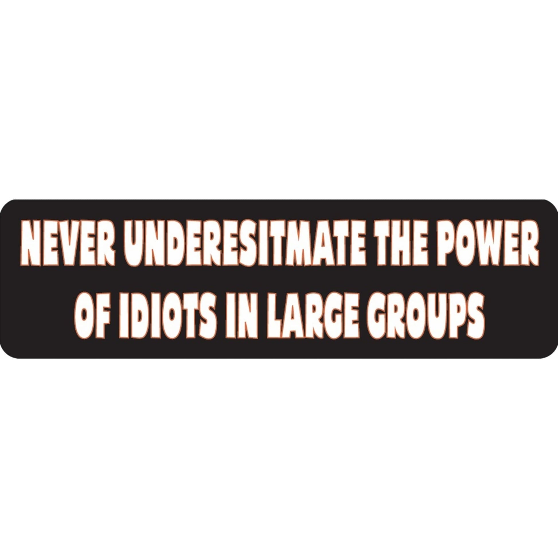 Never underestimate the power of idiots in large groups vinyl motorcycle helmet sticker - funny biker decal