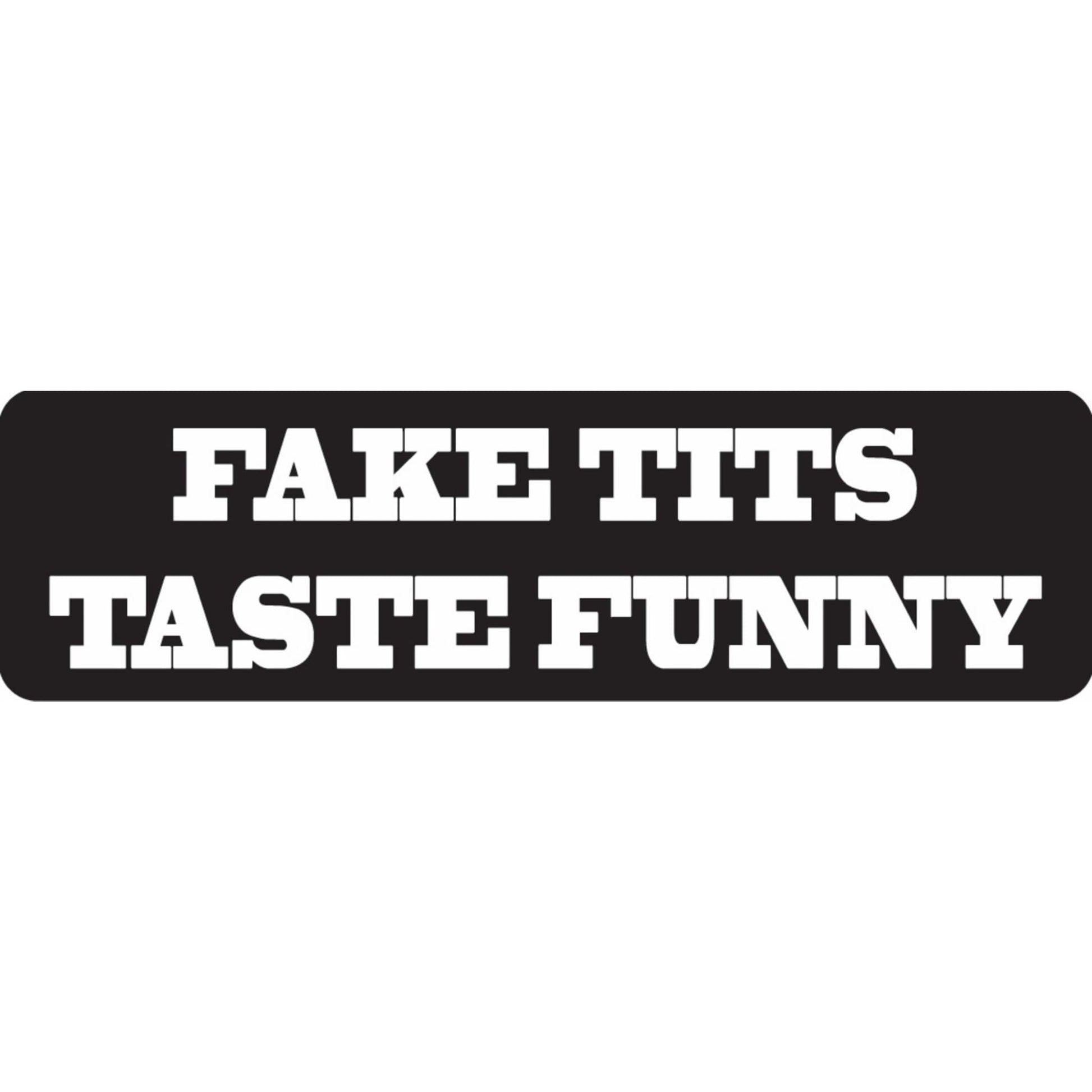 Fake tits taste funny vinyl motorcycle helmet sticker - funny biker decal