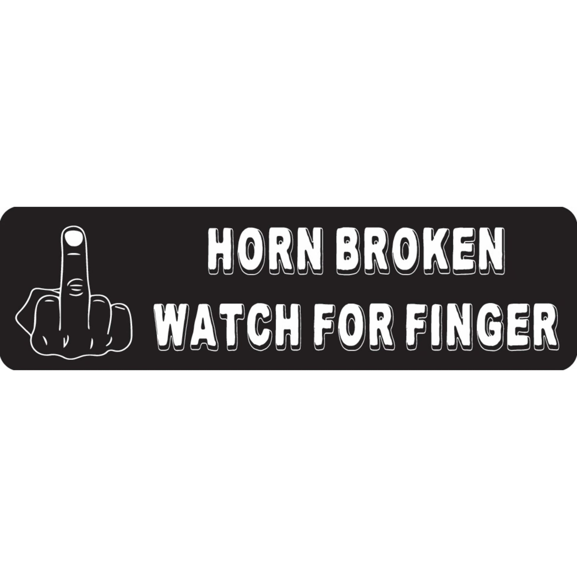 Horn broken watch for finger vinyl motorcycle helmet sticker - funny biker decal