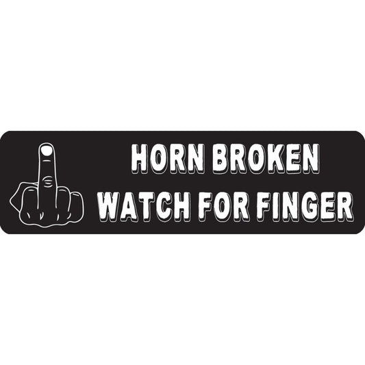 Horn broken watch for finger vinyl motorcycle helmet sticker - funny biker decal