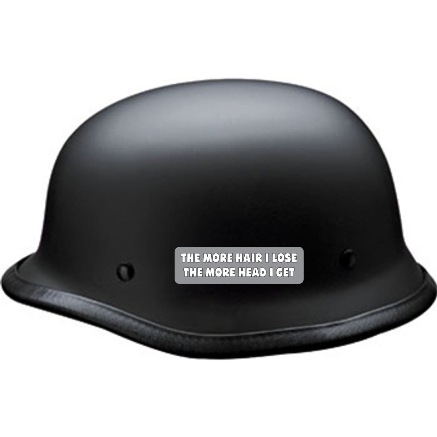 The more hair I lose the more head I get vinyl motorcycle helmet sticker on a helmet - funny biker decal