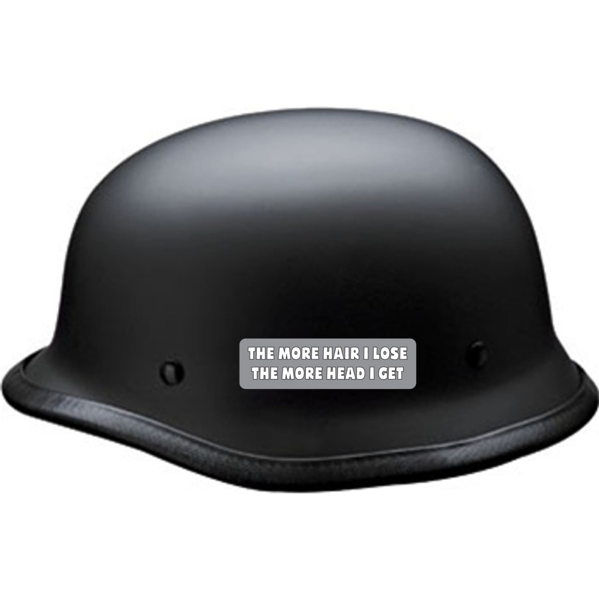 The more hair I lose the more head I get vinyl motorcycle helmet sticker on a helmet - funny biker decal