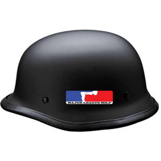 Major league milf vinyl motorcycle helmet sticker on a helmet - funny biker decal