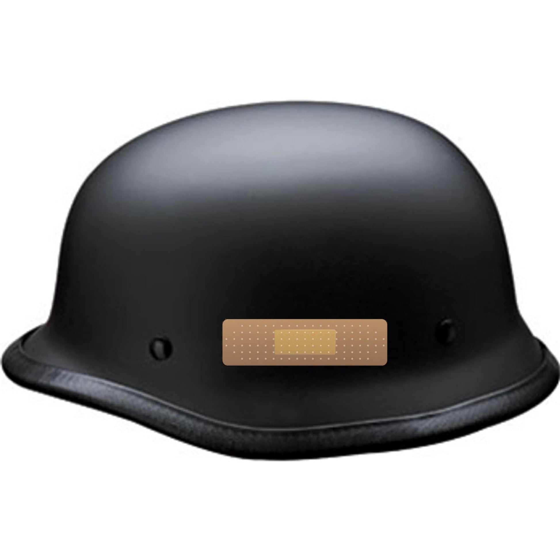 Bandaid vinyl motorcycle helmet sticker on black helmet - funny biker decal