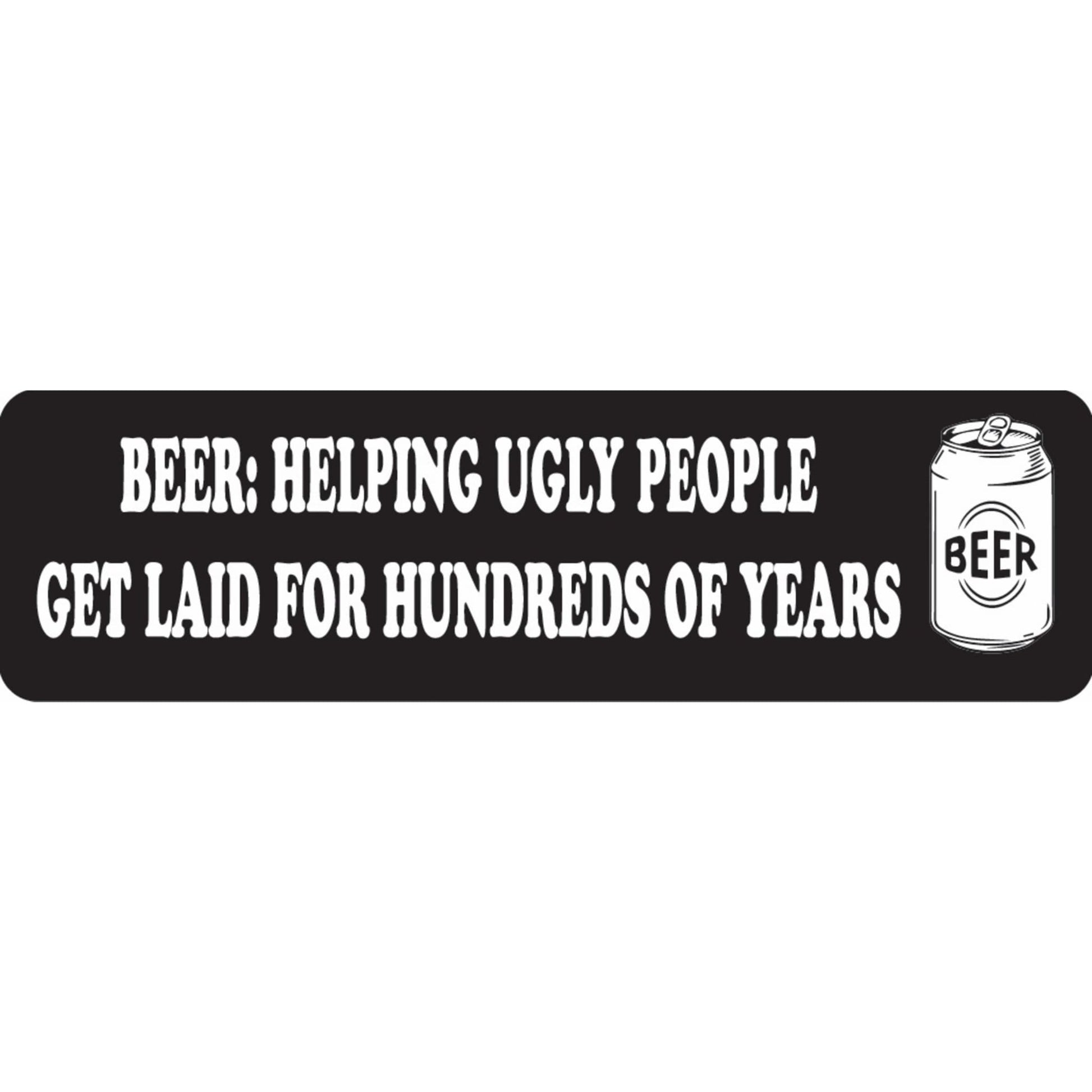 Beer helping ugly people get laid for hundreds of years vinyl motorcycle helmet sticker - funny biker decal