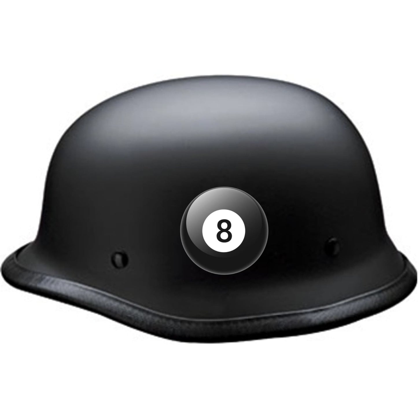 Eight ball vinyl motorcycle helmet sticker on black helmet - biker decal