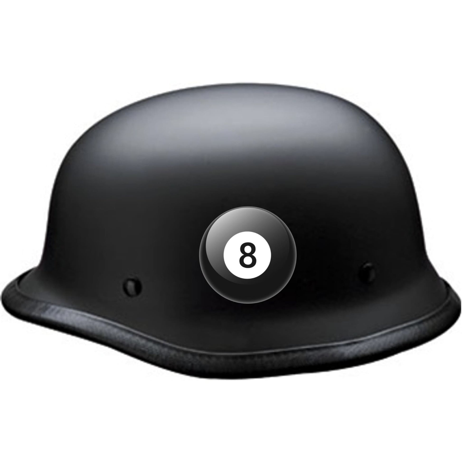 Eight ball vinyl motorcycle helmet sticker on black helmet - biker decal