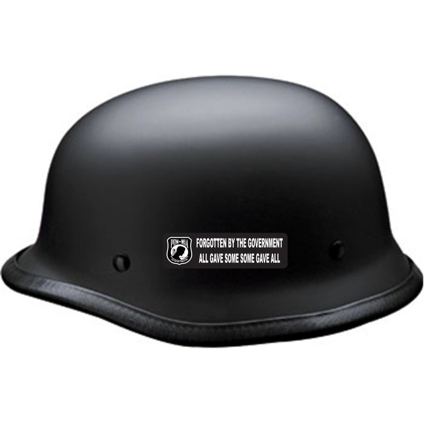 POW MIA forgotten by the government all gave some some gave all vinyl motorcycle helmet sticker on black helmet - military biker decal