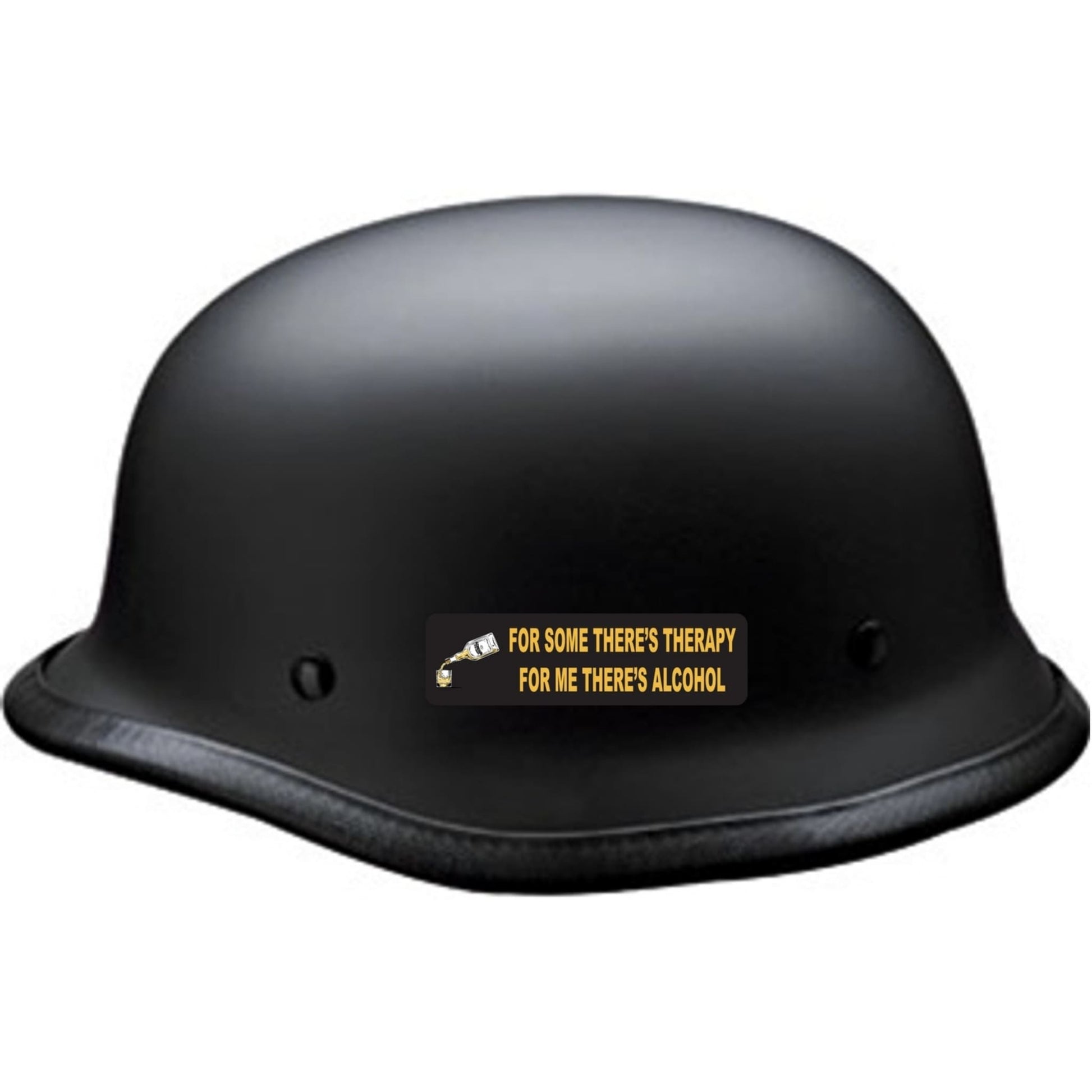 For some there's therapy for me there's alcohol vinyl motorcycle helmet sticker on black helmet - funny biker decal