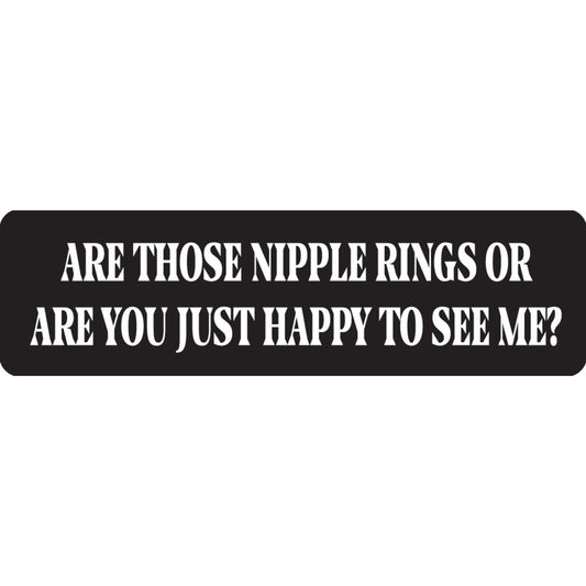 Are those nipple rings or are you just happy to see me vinyl motorcycle helmet sticker - funny biker decal