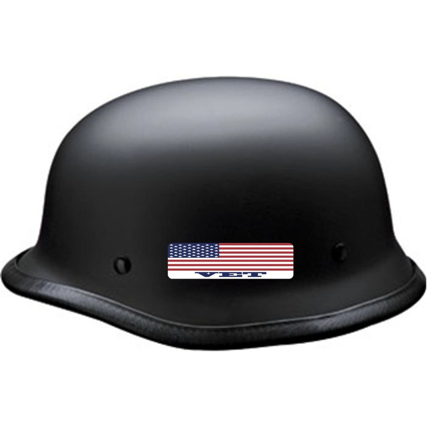 American flag vet vinyl motorcycle helmet sticker on black helmet - patriotic military biker decal