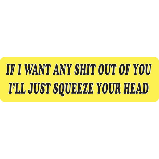 If I want any shit out of you I'll just squeeze your head vinyl motorcycle helmet sticker - bold biker decal