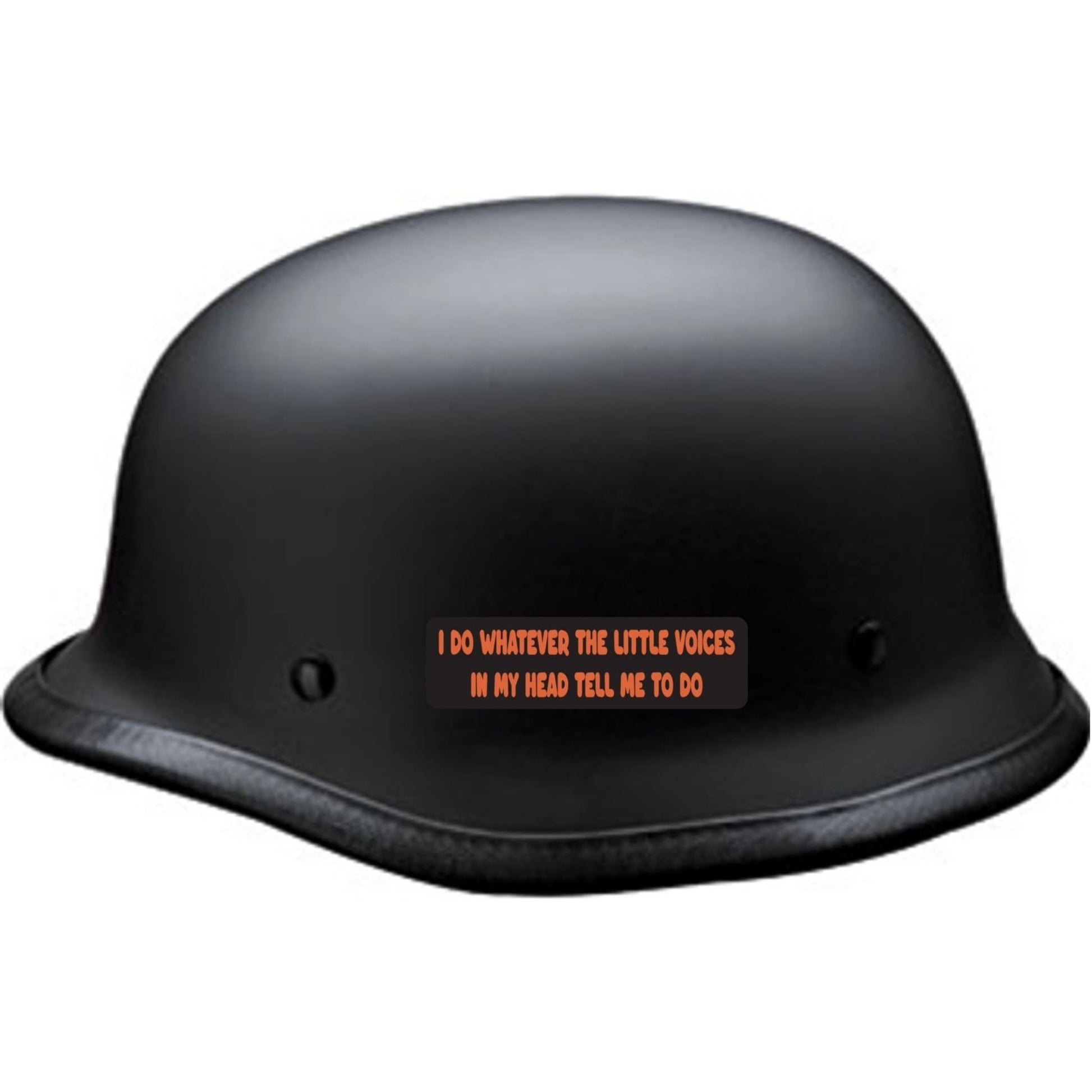 I do whatever the little voices tell me to do vinyl motorcycle helmet sticker on black helmet - funny biker decal