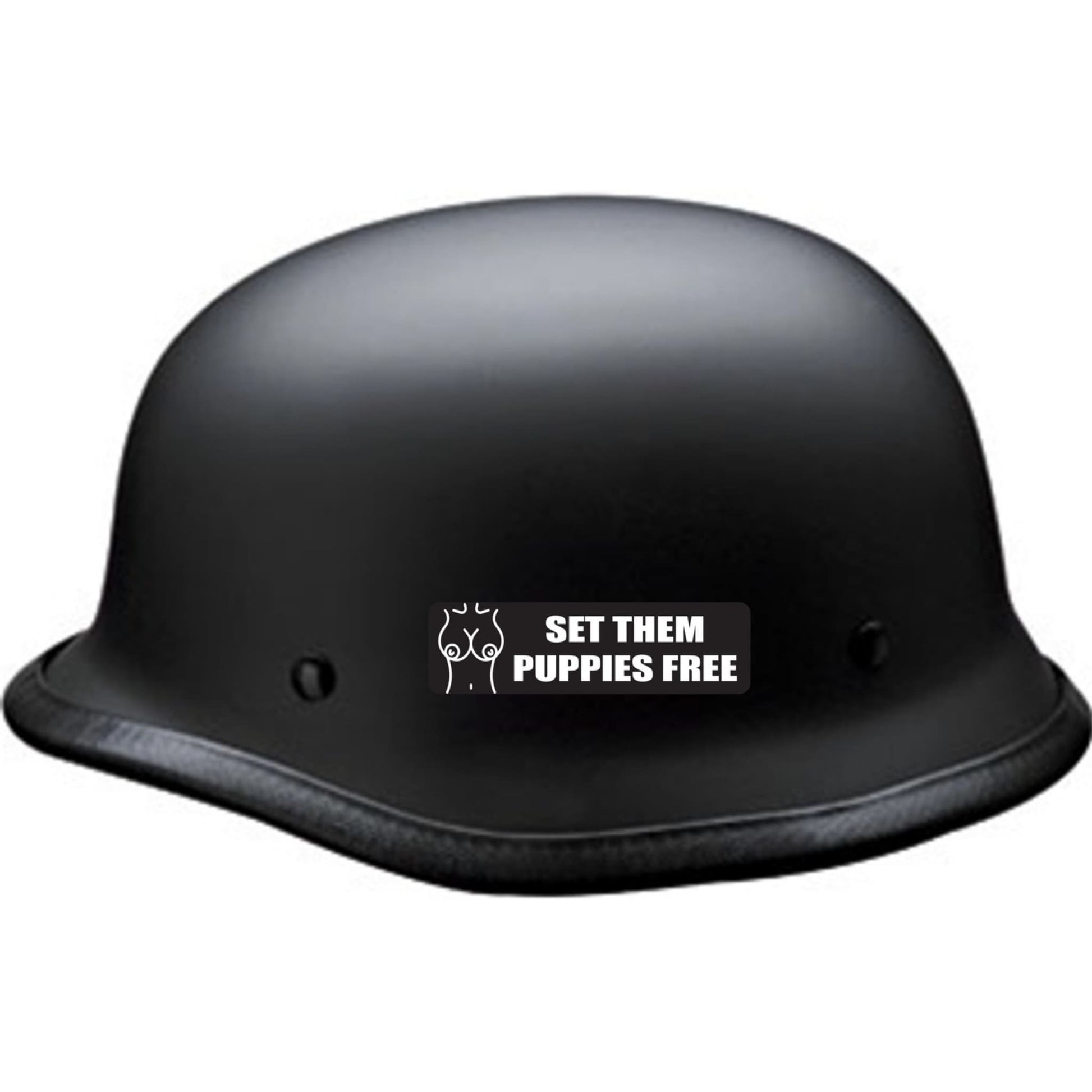 Set them puppies free vinyl motorcycle helmet sticker on black helmet - funny biker decal

