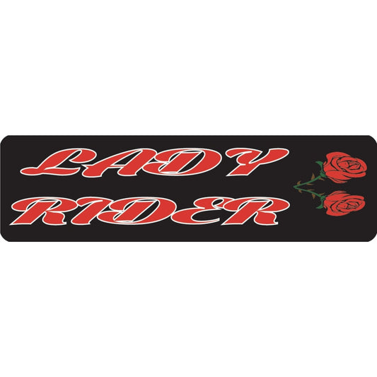Lady rider vinyl motorcycle helmet sticker - women's biker decal