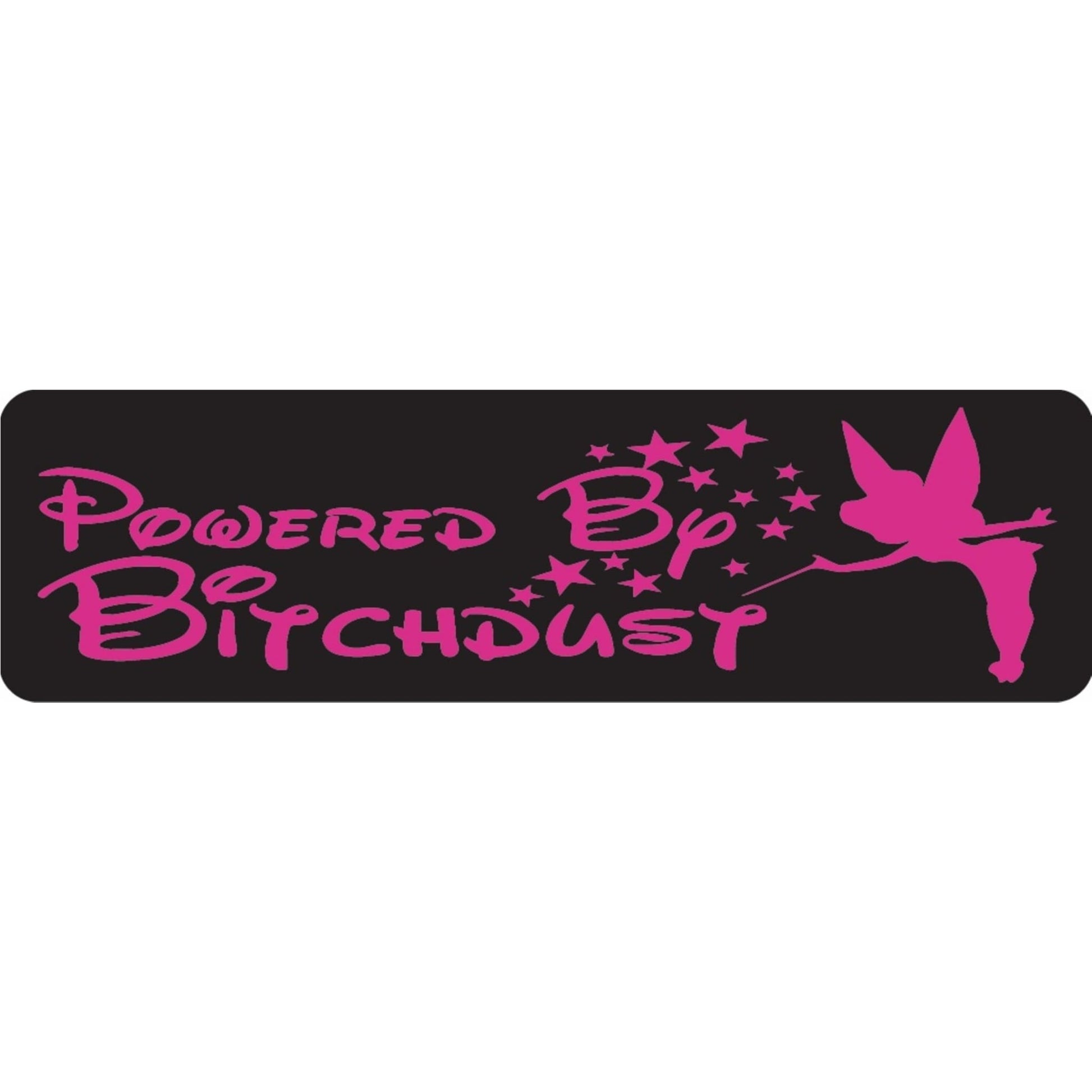 Powered by bitch dust vinyl motorcycle helmet sticker - women's biker decal