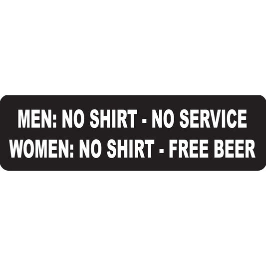 Men no shirt no service women no shirt free beer vinyl motorcycle helmet sticker - funny biker decal