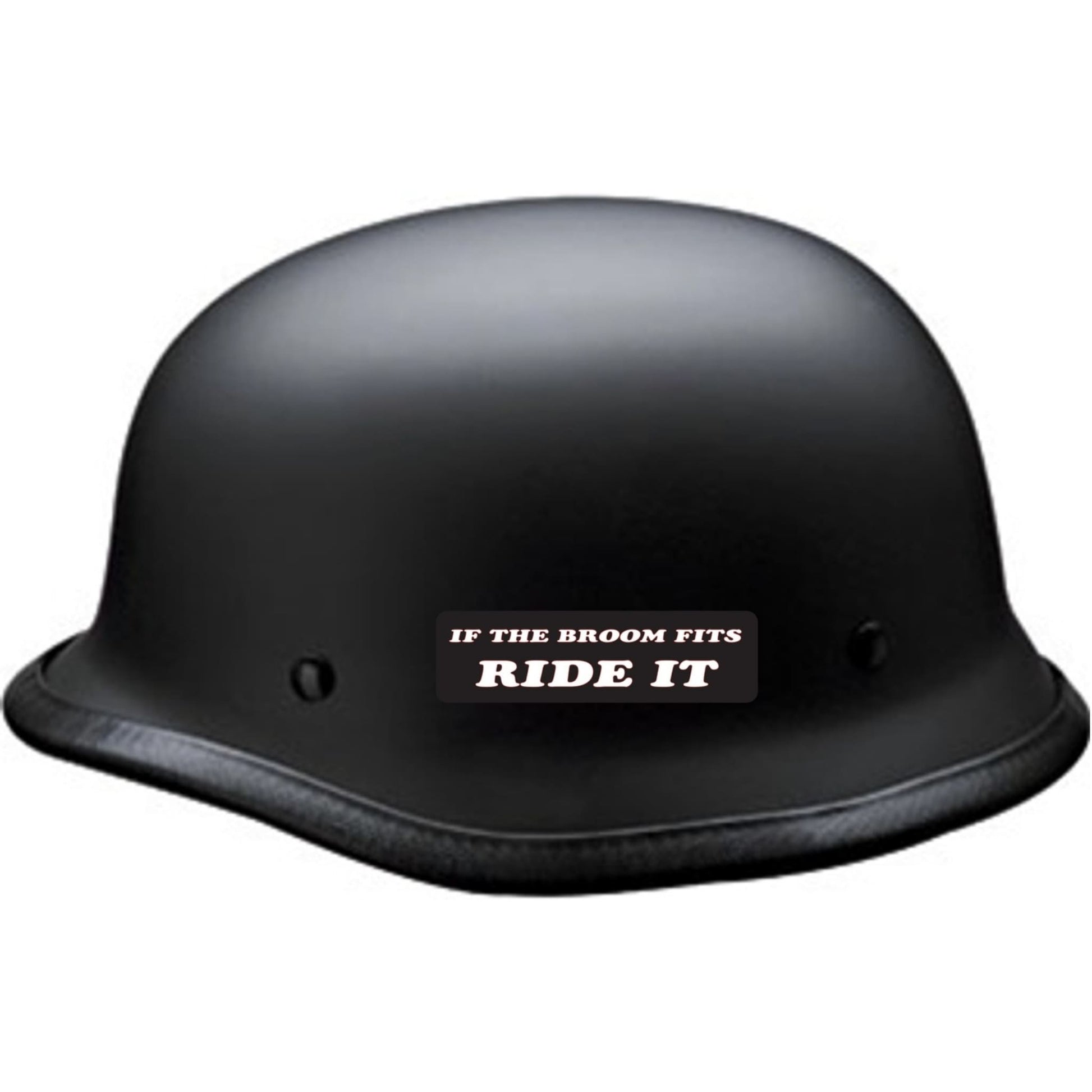 If the broom fits ride it vinyl motorcycle helmet sticker on helmet - funny biker decal