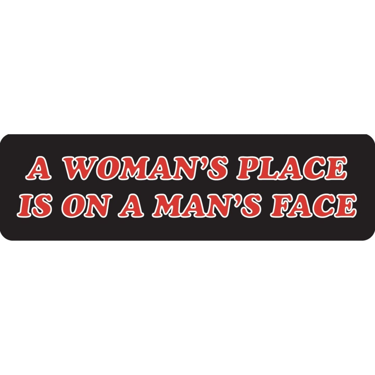 A woman's place is on a man's face vinyl motorcycle helmet sticker - bold biker decal