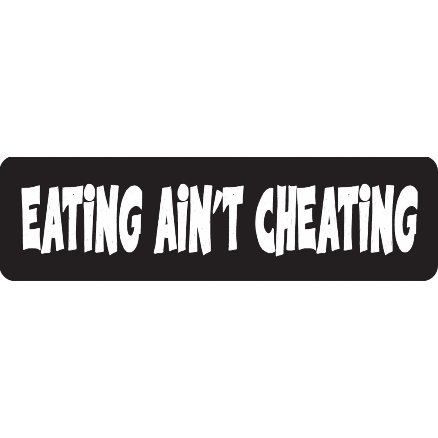 Eating ain't cheating vinyl motorcycle helmet sticker - funny biker decal