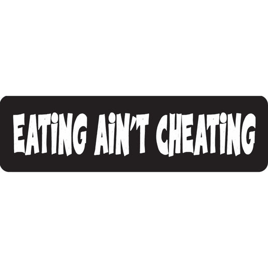 Eating ain't cheating vinyl motorcycle helmet sticker - funny biker decal