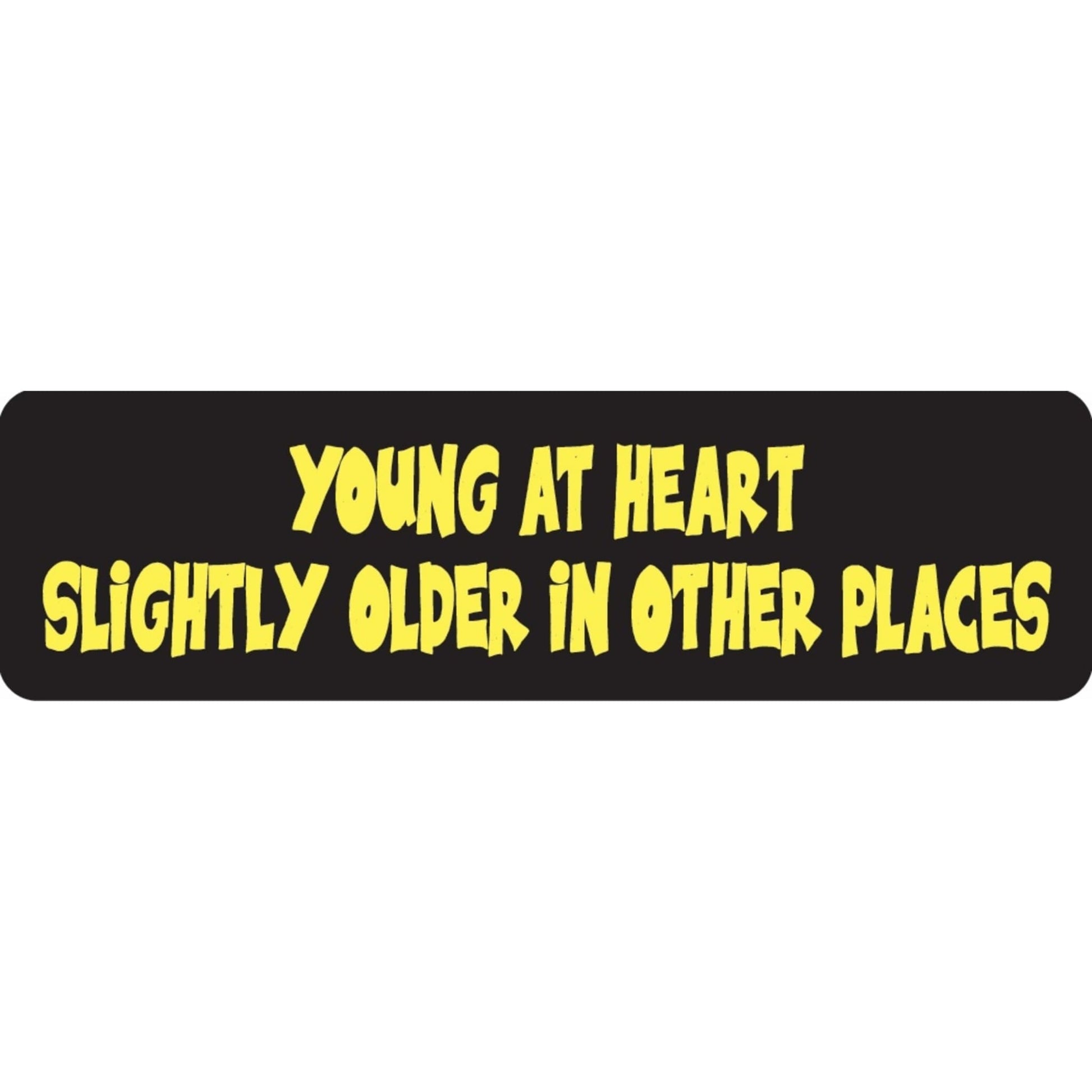 Young at heart slightly older in other places vinyl motorcycle helmet sticker - funny biker decal