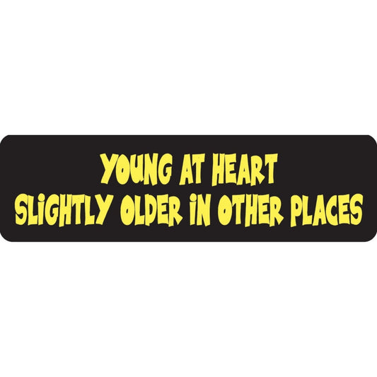 Young at heart slightly older in other places vinyl motorcycle helmet sticker - funny biker decal