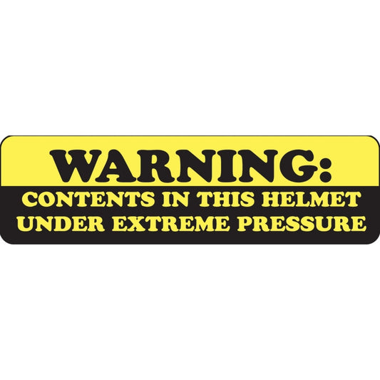 Warning contents in this helmet under extreme pressure vinyl motorcycle helmet sticker - funny biker decal