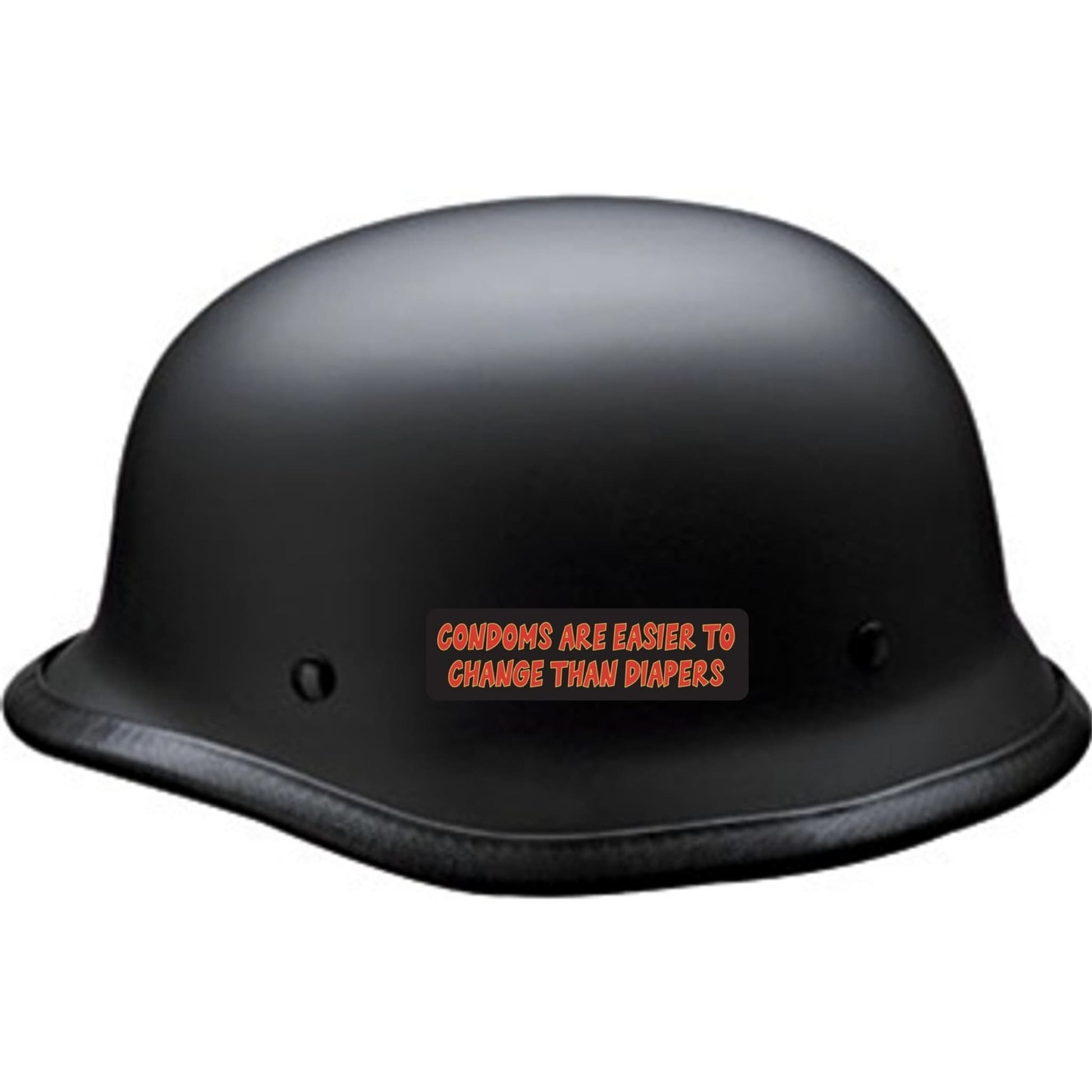 Condoms are easier to change than diapers vinyl motorcycle helmet sticker on black helmet - funny biker decal