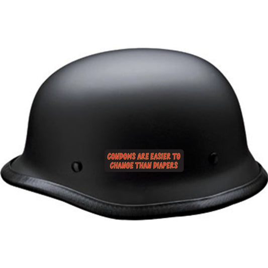 Condoms are easier to change than diapers vinyl motorcycle helmet sticker on black helmet - funny biker decal